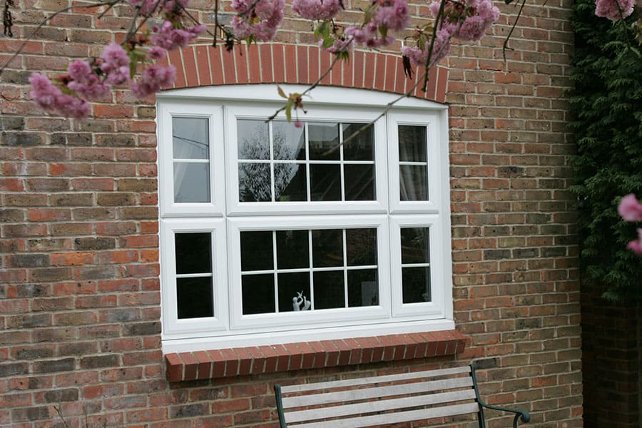 White casement window