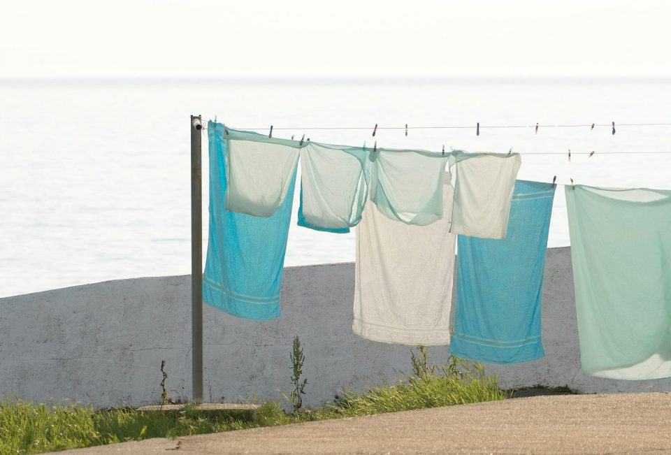 towels drying outside on the washing line